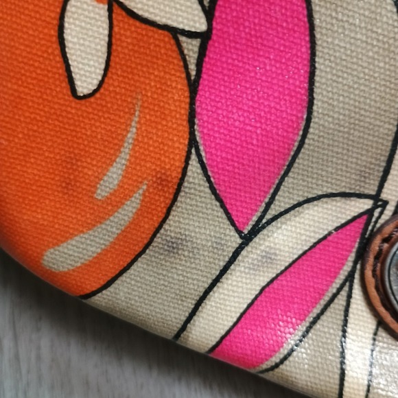 Fossil Orange Blossom Purse Shoulder Bag Floral * Flaws* - Picture 5 of 12